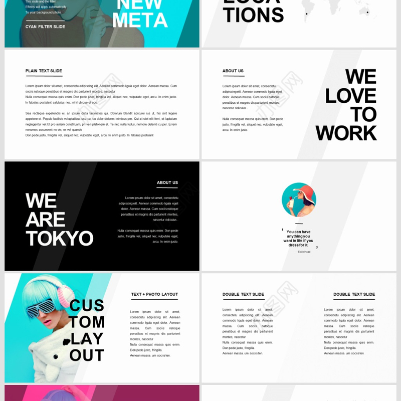 欧美时尚杂志风旅游摄影时装企业形象图片展示动态PPT模板