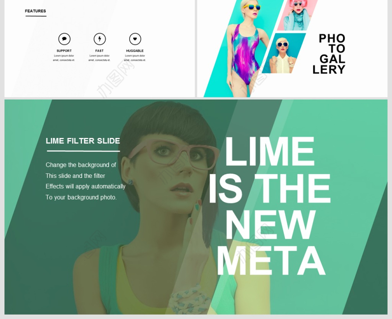 欧美时尚杂志风旅游摄影时装企业形象图片展示动态PPT模板