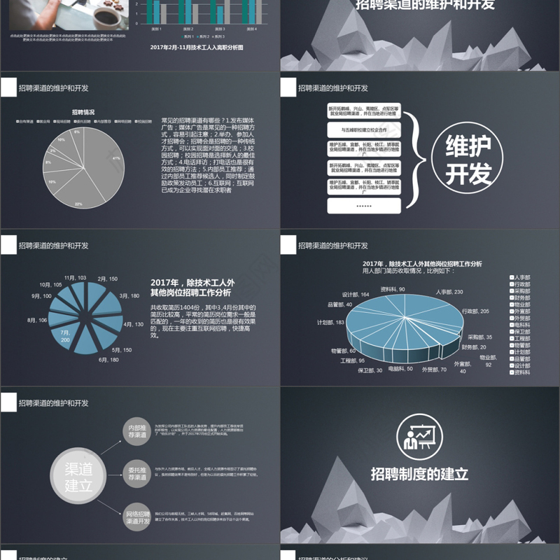 黑白招聘总结及明年计划ppt模板