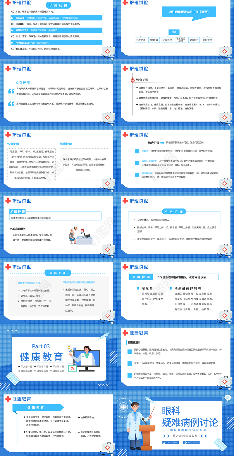 2022眼科疑难病例讨论PPT创意简约眼科医疗病例分享会通用模板