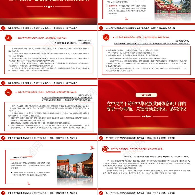 2023把铸牢中华民族共同体意识工作抓实PPT大气精美风党员干部学习教育专题党课课件