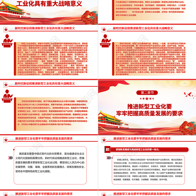 2023把高质量发展的要求贯穿新型工业化全过程ppt红色大气坚持走中国特色新型工业化道路广大基层党员党组织学习党课课件