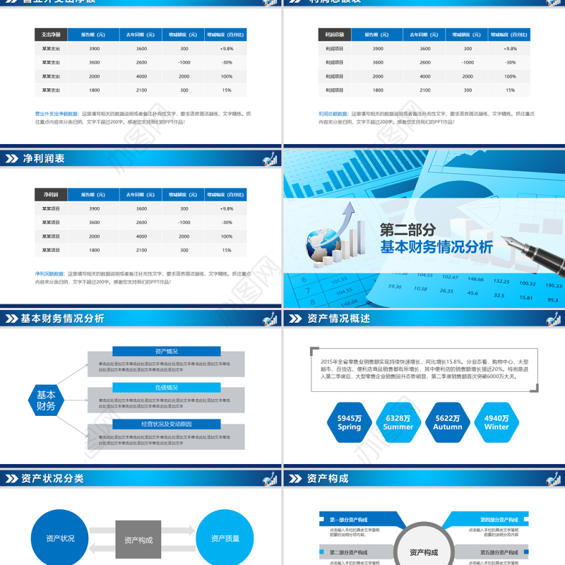 蓝色大气企业财务数据统计分析报告PPT