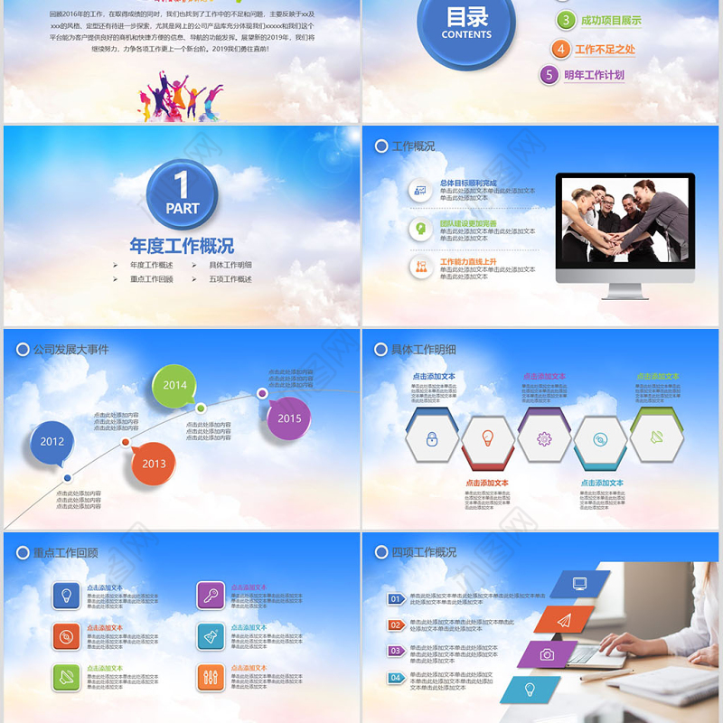 2017客服部工作总结工作计划ppt模板幻灯片