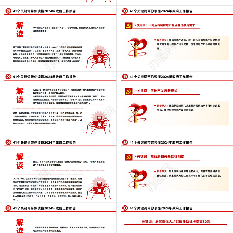 41个关键词2024年两会政府工作报告PPT红色精美两会精神学习党课课件