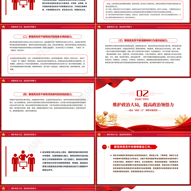 大气简洁提高政治三力锤炼坚强党性党员政治能力微党课PPT