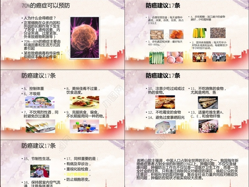 原创2017世界抗癌日PPT模板含详细内容