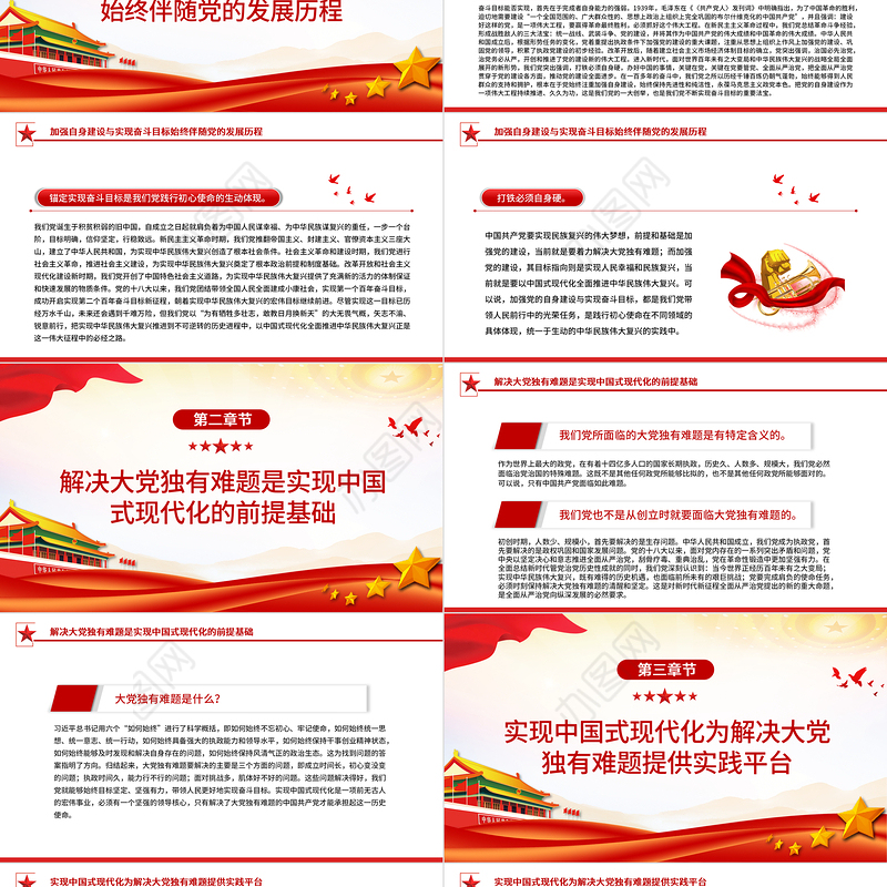 解决大党独有难题与中国式现代化的内在逻辑PPT红色党政风深入学习当前中国共产党的中心任务党课学习课件