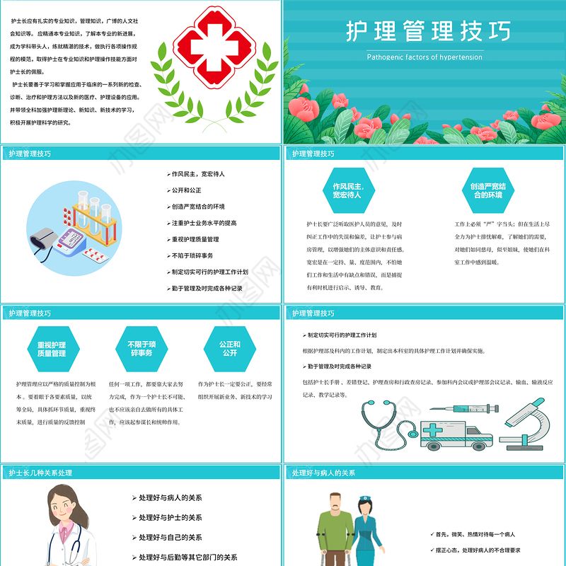 2022护士长经验分享PPT简洁卡通护士长职业素质管理经验分享主题模板