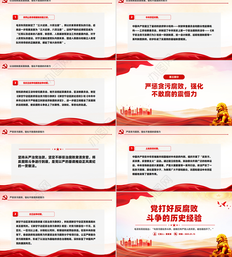红色简洁党打好反腐败斗争的历史经验党史知识PPT课件