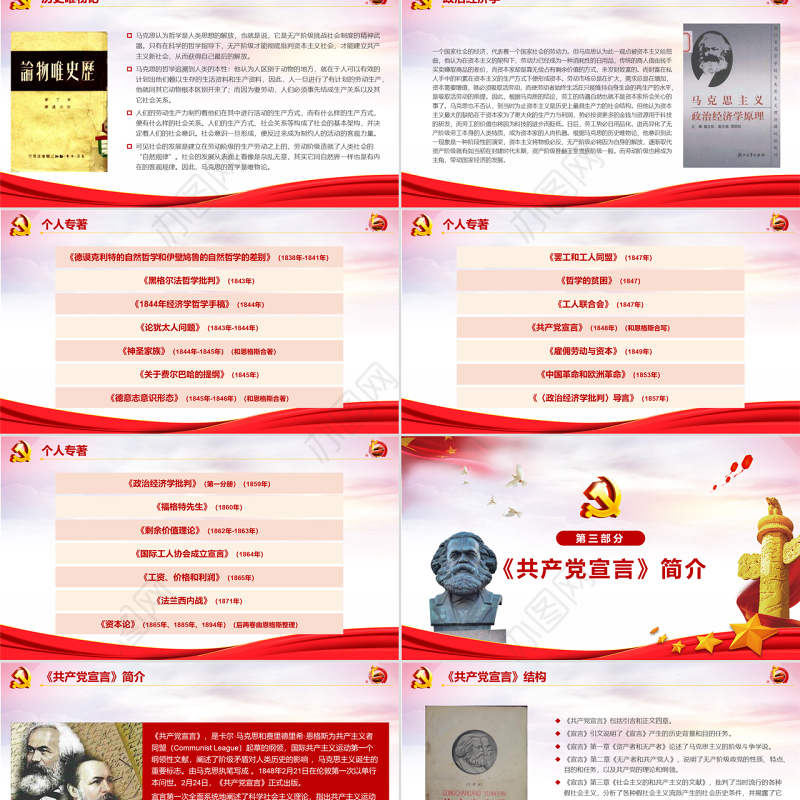 党政党课马克思诞辰纪念日伟人纪念日活动PPT模板