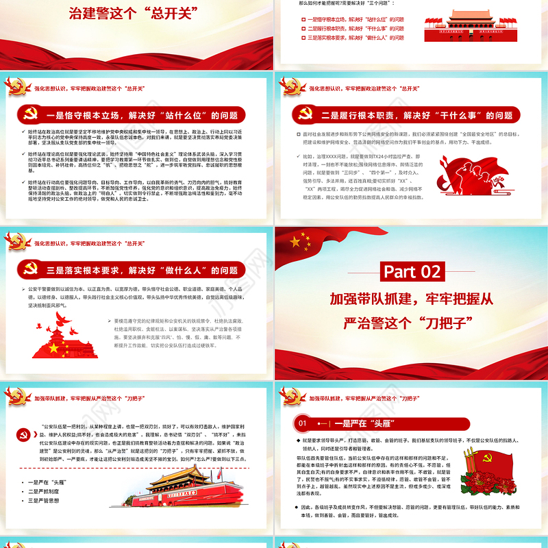 党建风坚持政治建警全面从严治警专题党课PPT模板