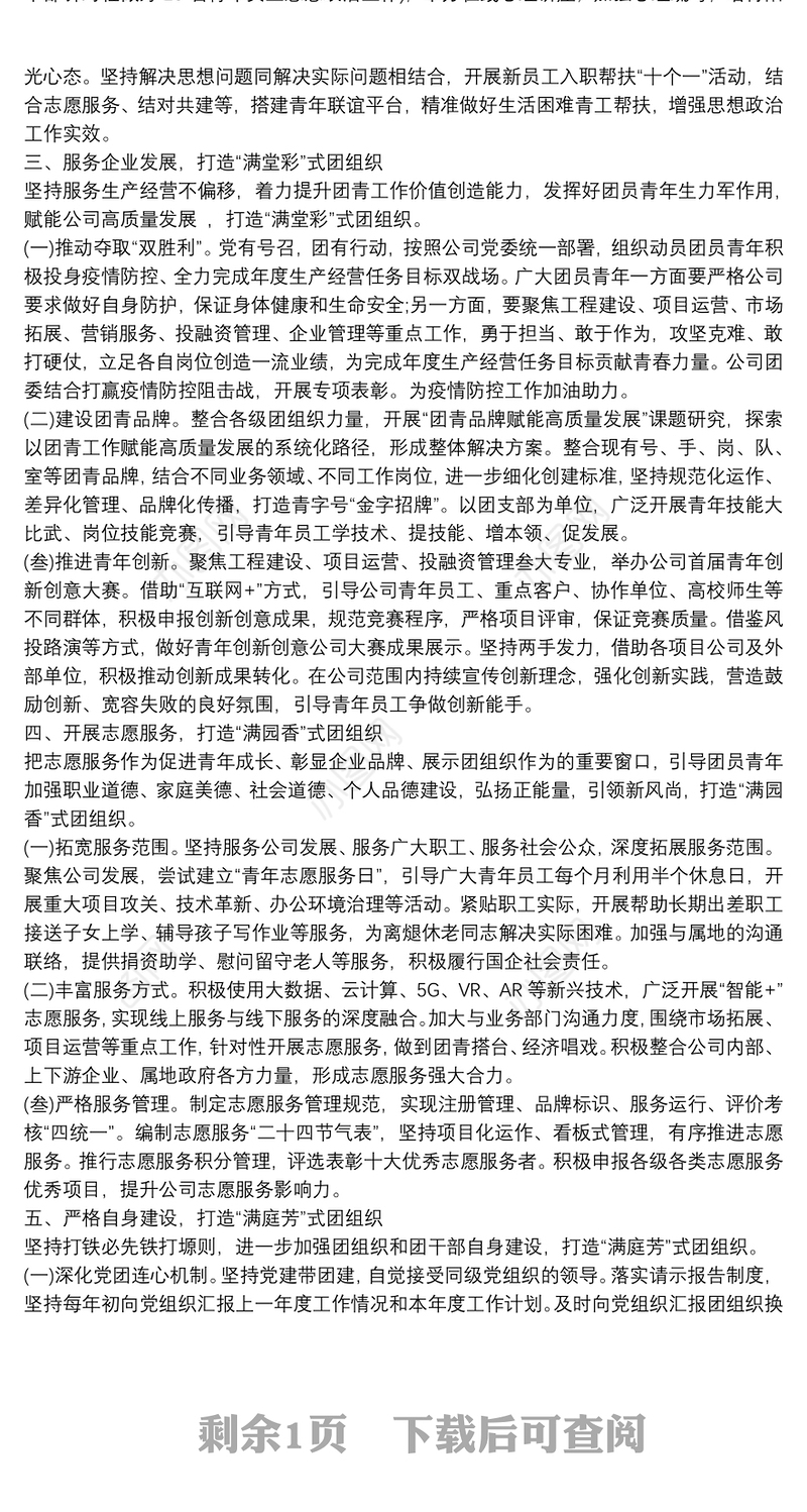 共青团和青年工作要点