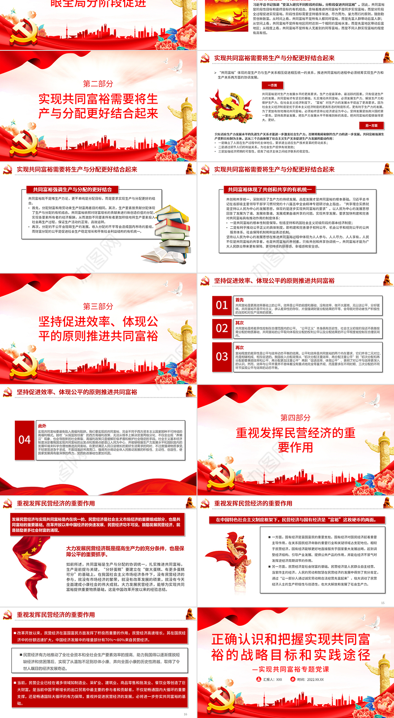 正确认识和把握实现共同富裕的战略目标和实践途径PPT党政风实现共同富裕专题党课课件模板