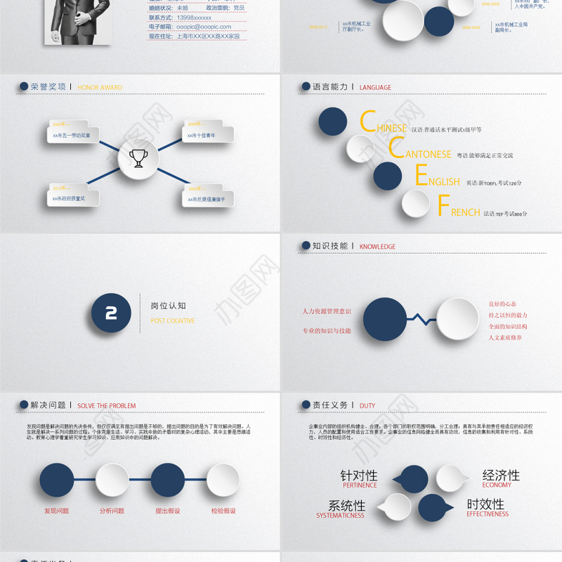 述职报告竞聘转正个人简历实习汇报PPT模板