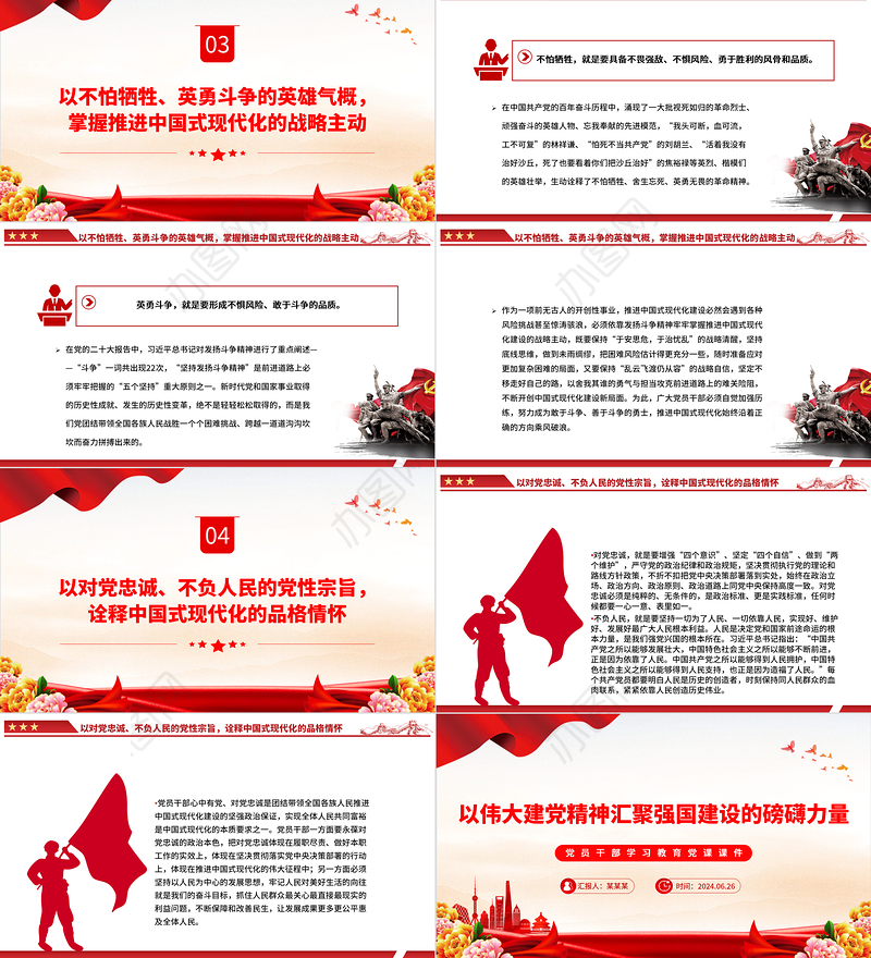 以伟大建党精神激发现代化强国建设磅礴之力PPT党政风党员干部学习教育党课课件