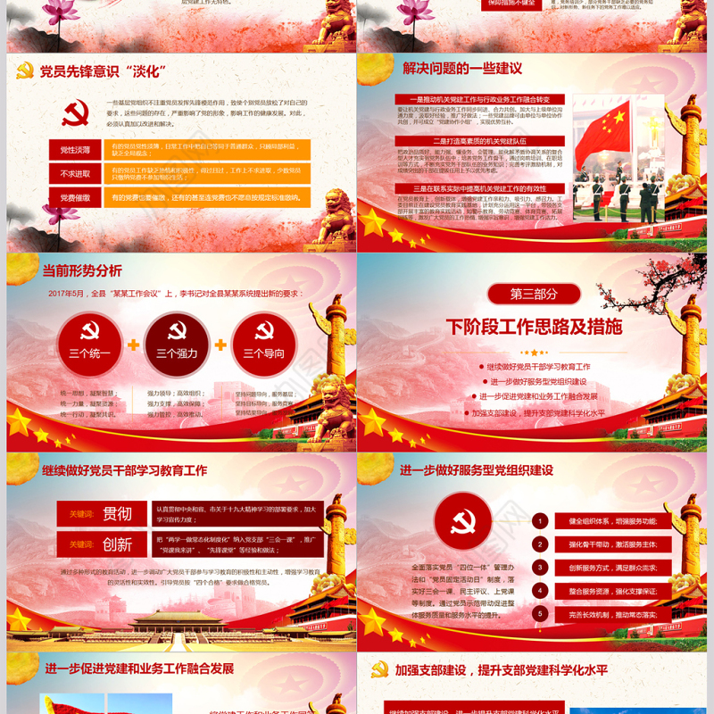 红色大气党建工作汇报总结汇报PPT