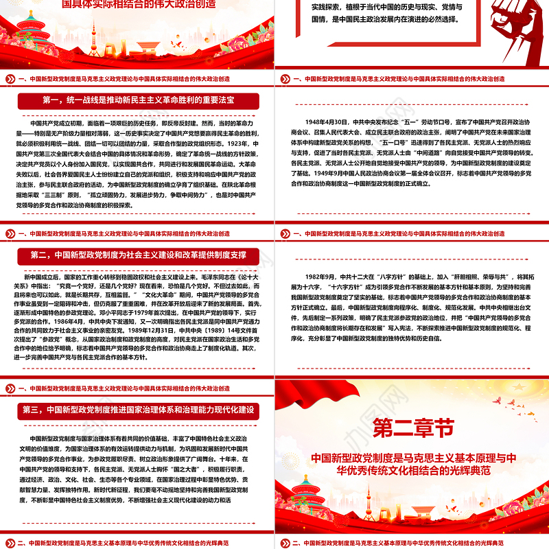 中国新型政党制度蕴含“两个结合”的思想精髓ppt精美党政风深入研究中国新型政党制度专题党课