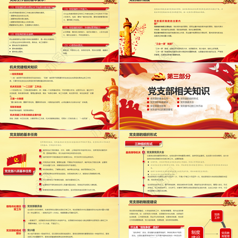 大气党政聚焦十九大党务知识培训基础党组织党建党支部PPT模板