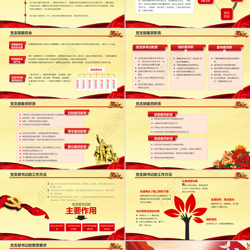 大气党政聚焦十九大党务知识培训基础党组织党建党支部PPT模板