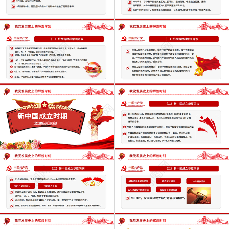 红色精美党的光辉历程PPT建党104周年党史学习教育党课课件