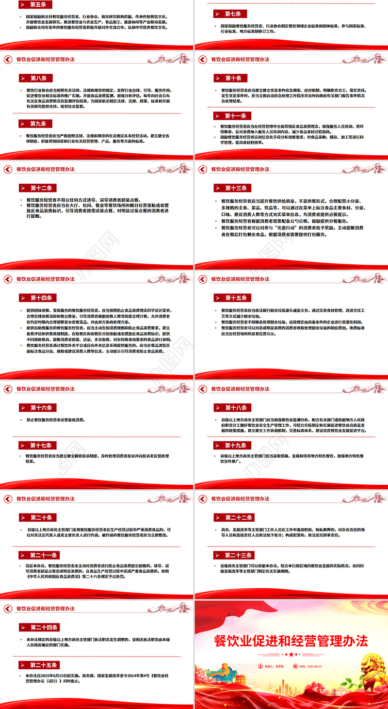 2025《餐饮业促进和经营管理办法》PPT课件下载