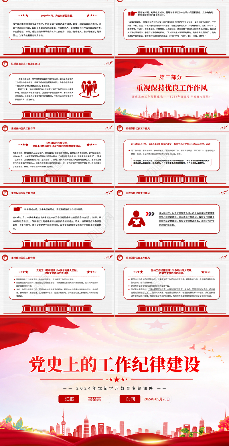 2024年党纪学习教育专题之党史上的工作纪律建设党课PPT课件
