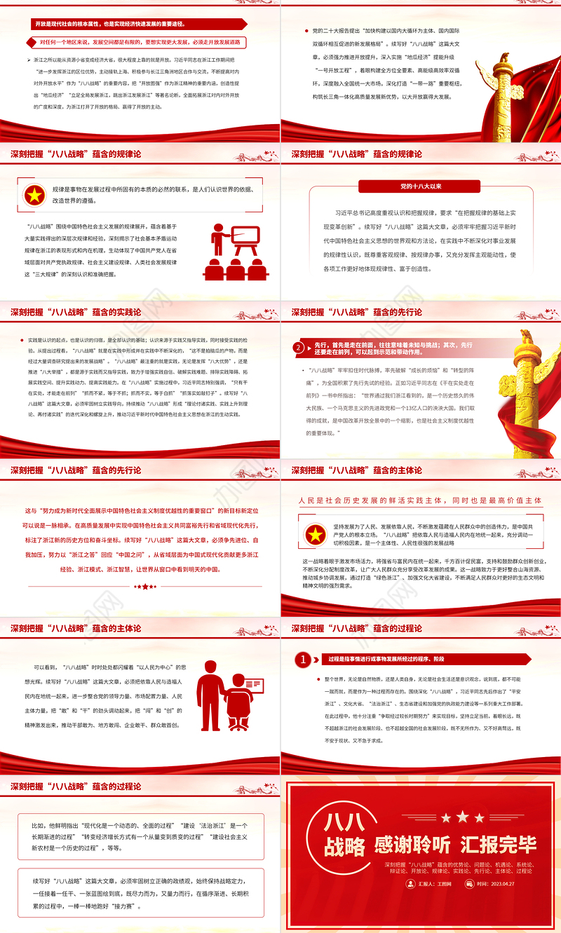 2023八八战略20周年PPT精美大气深刻把握八八战略蕴含的科学方法论党员学习党课