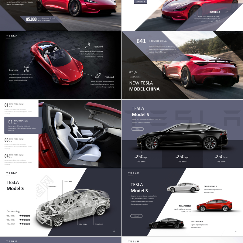 2018特斯拉新能源电动汽车ppt模板