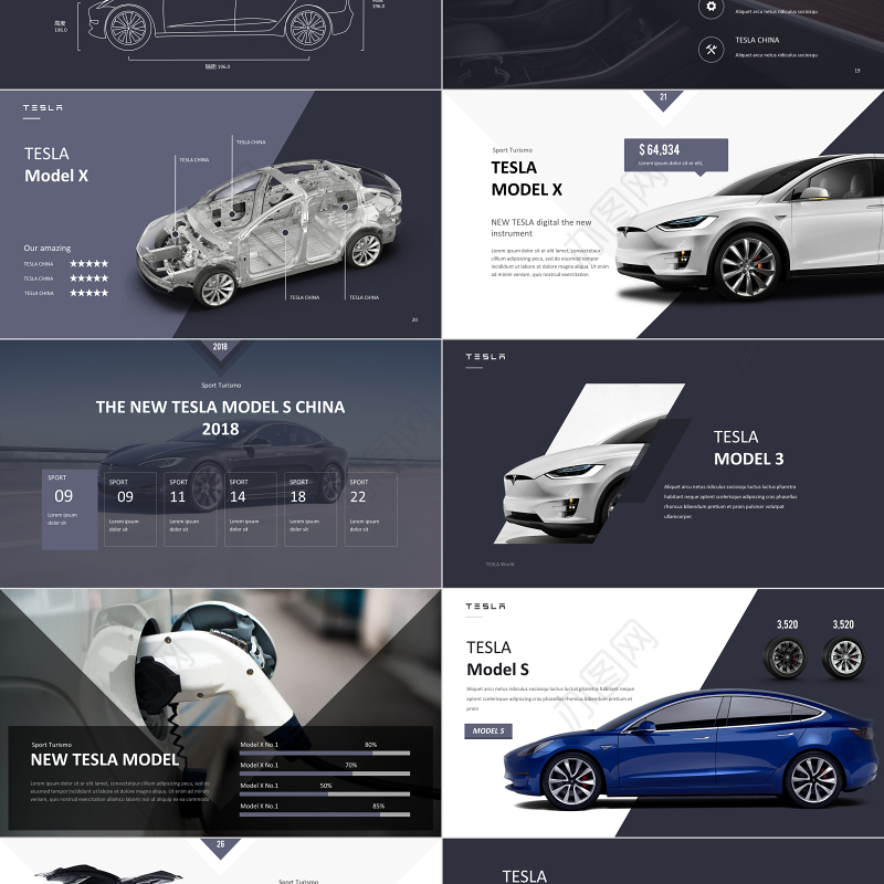 2018特斯拉新能源电动汽车ppt模板