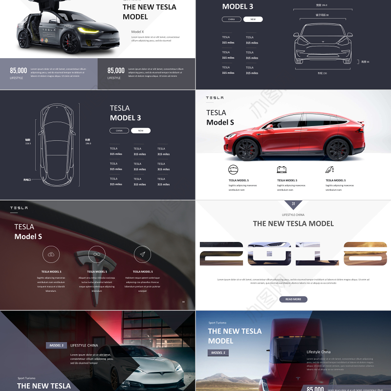 2018特斯拉新能源电动汽车ppt模板