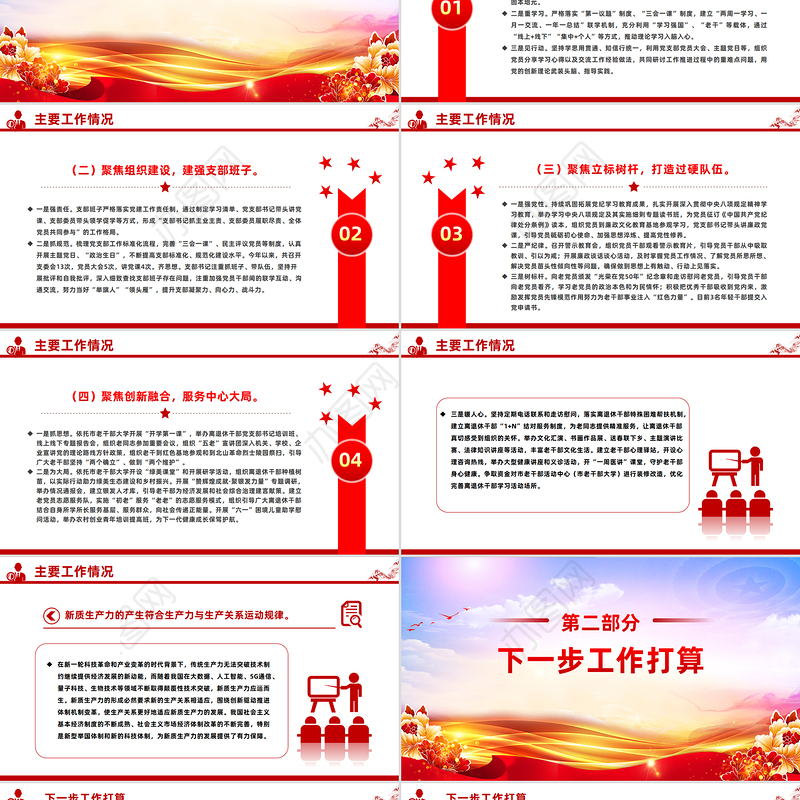 精美简洁某局党组上半年党建工作总结PPT模板