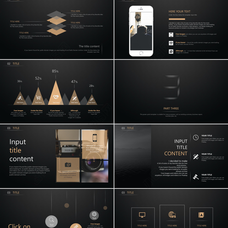 原创大气黑色典雅商务通用ppt模板-版权可商用