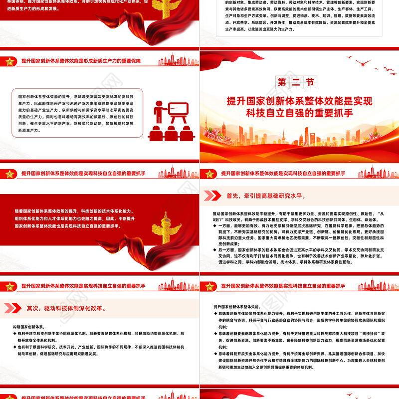 不断提升国家创新体系整体效能PPT红色党政风党员干部学习教育党课课件
