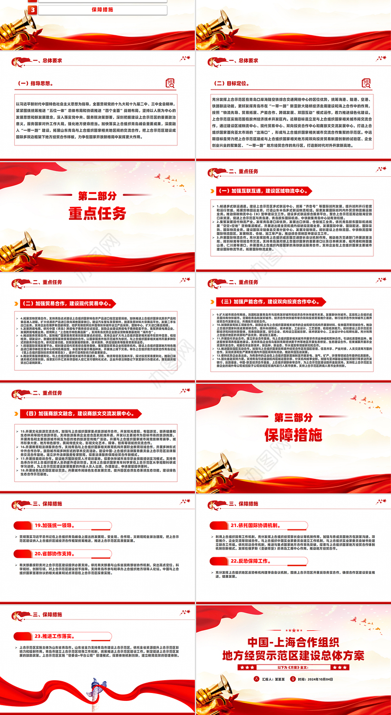 精美创意中国上海合作组织地方经贸示范区建设总体方案PPT课件