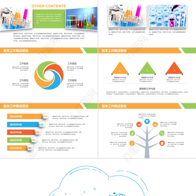 原创化学实验室医学医疗科技生物制药PPT模板-版权可商用