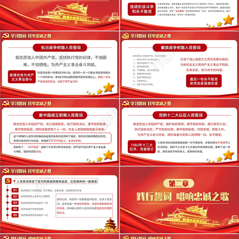 重温《入党誓言》入党誓词永远忠诚于党PPT模板-含讲稿