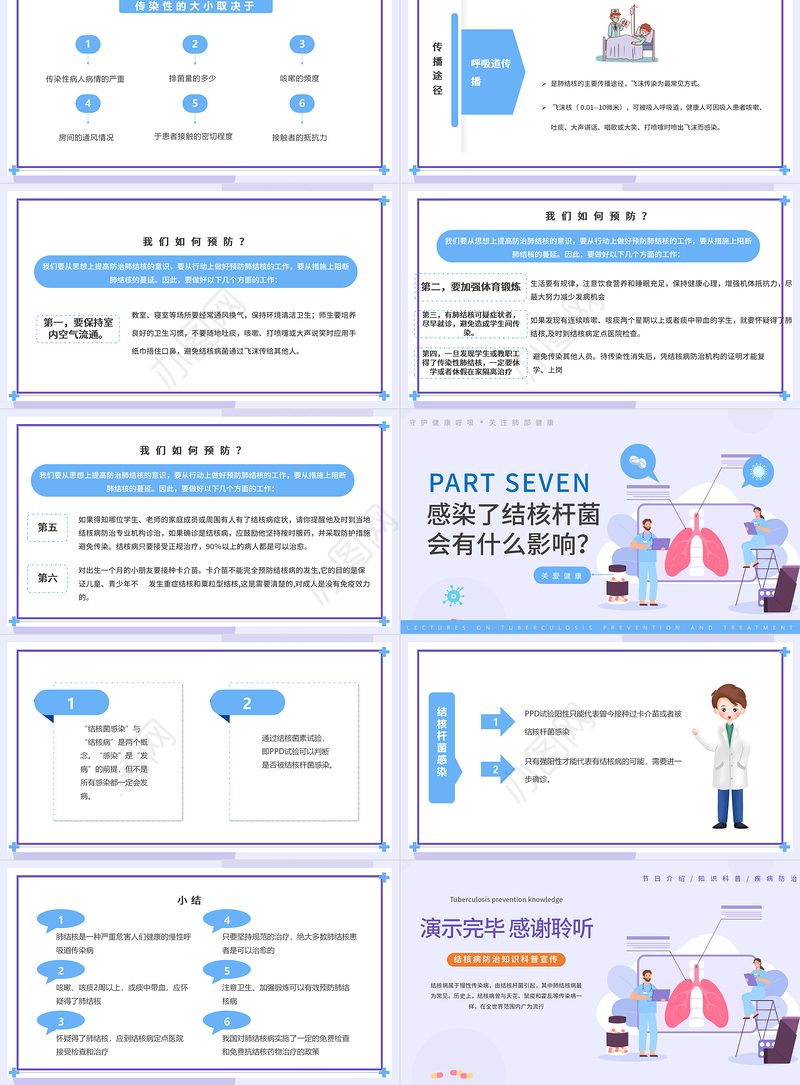 2022肺结核防治PPT简约风肺结核防治知识讲座课件模板