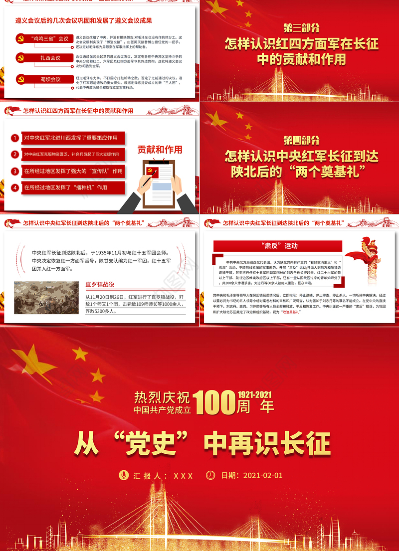 从党史中再识长征庆祝建党100周年七一建党节党课PPT