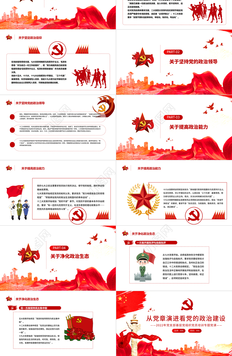 从党章演进看党的政治建设PPT2022年党支部基层党组织党员培训专题党课课件