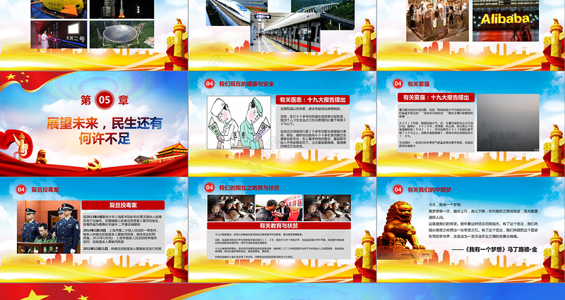 蓝色简洁大气纪念改革开放40周年PPT模板