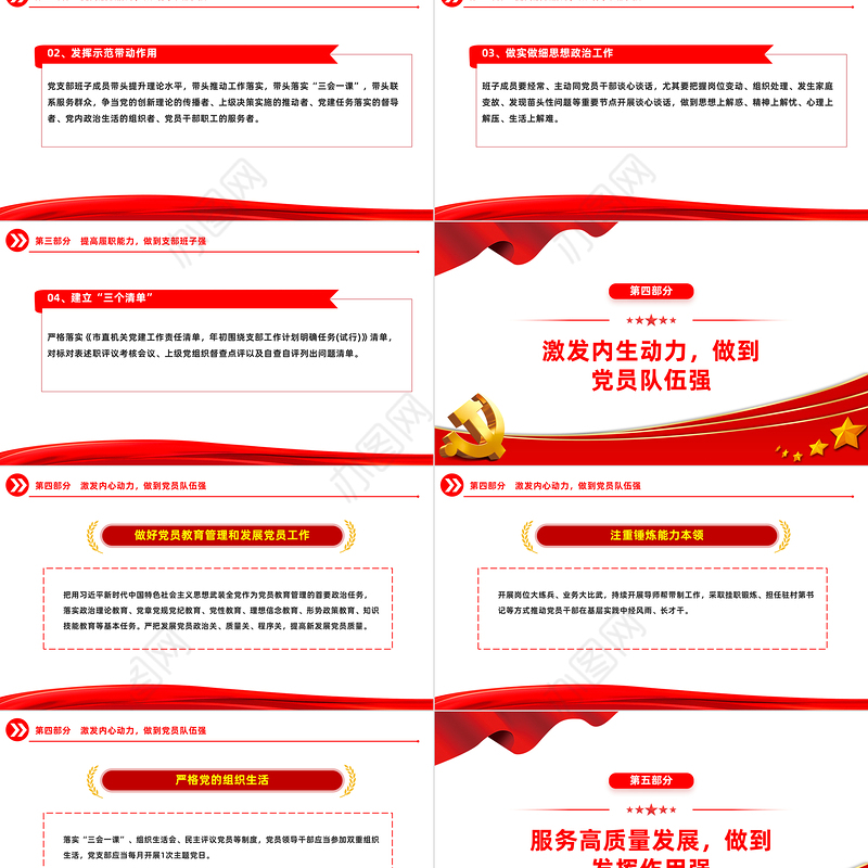 市直机关建设四强党支部工作指引PPT红色精美建设四强党支部引领高质量发展党课课件