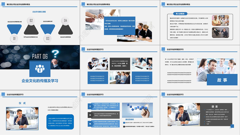 2019年蓝色商务企业战略管理企业文化建设演讲PPT
