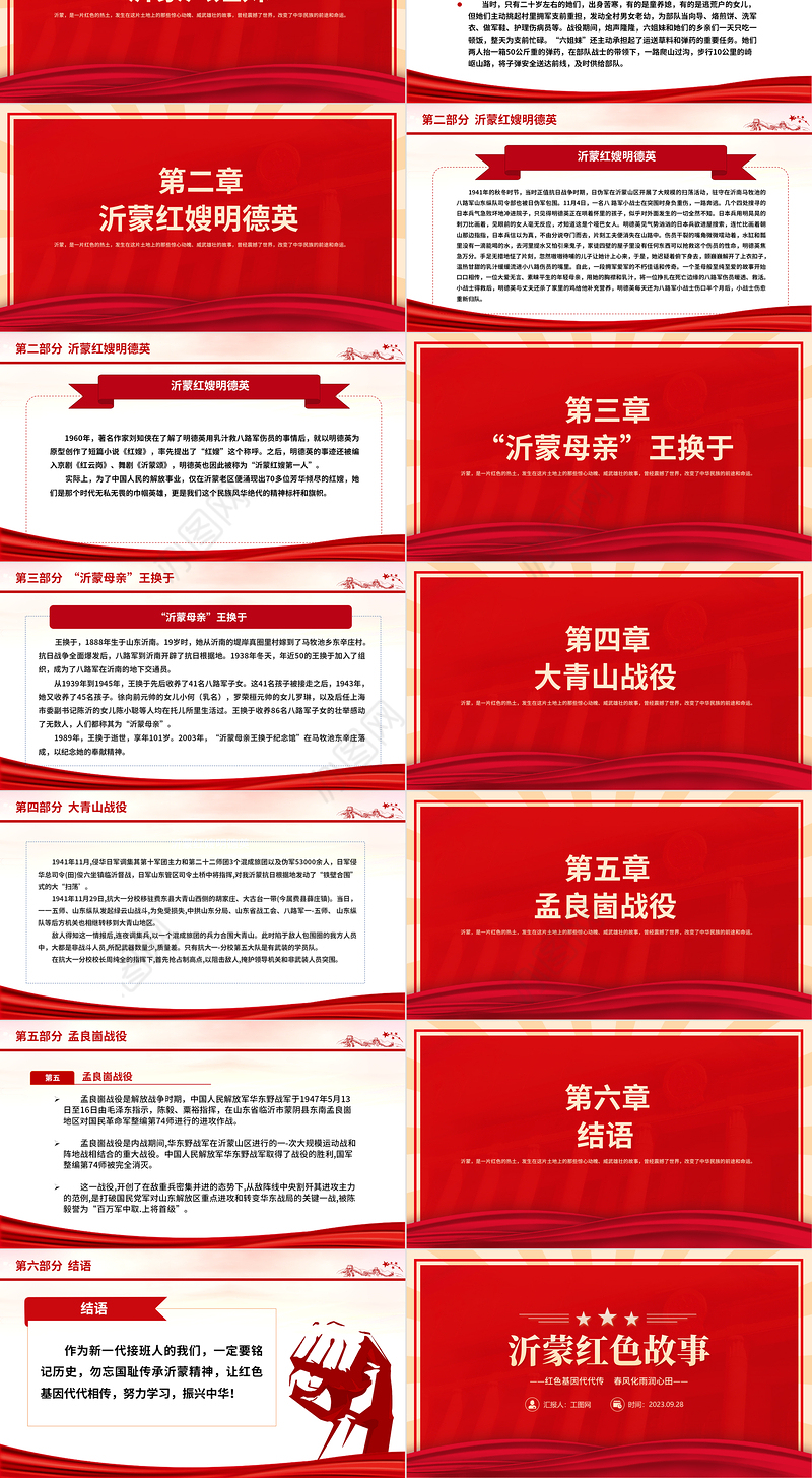 沂蒙红色故事PPT大气质感红色基因代代传春风化雨润心田党史故事主题课件