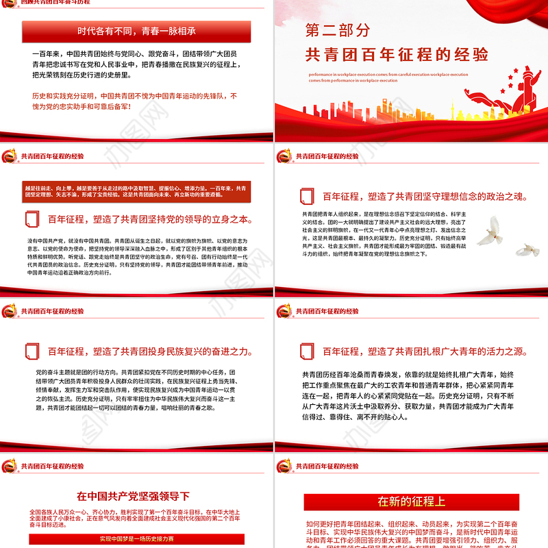 青春心向党建功新时代PPT精品庆祝中国青年团成立100周年课件模板