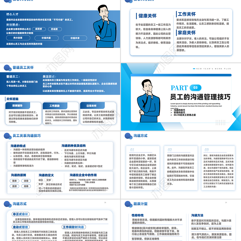 企业员工关怀体系培训PPT蓝色商务风培训模板