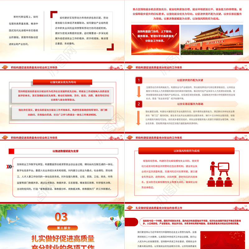 2023以高质量充分就业助力中国式现代化PPT大气精美风党员干部学习教育专题党课课件