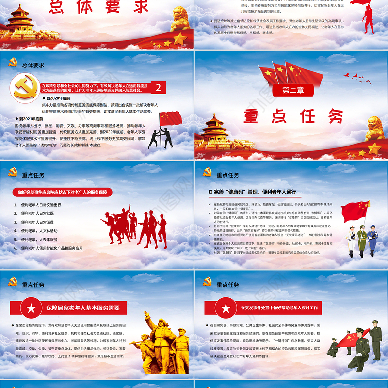 淡蓝简约党建风解决老年人运用智能技术苦难的解决方案