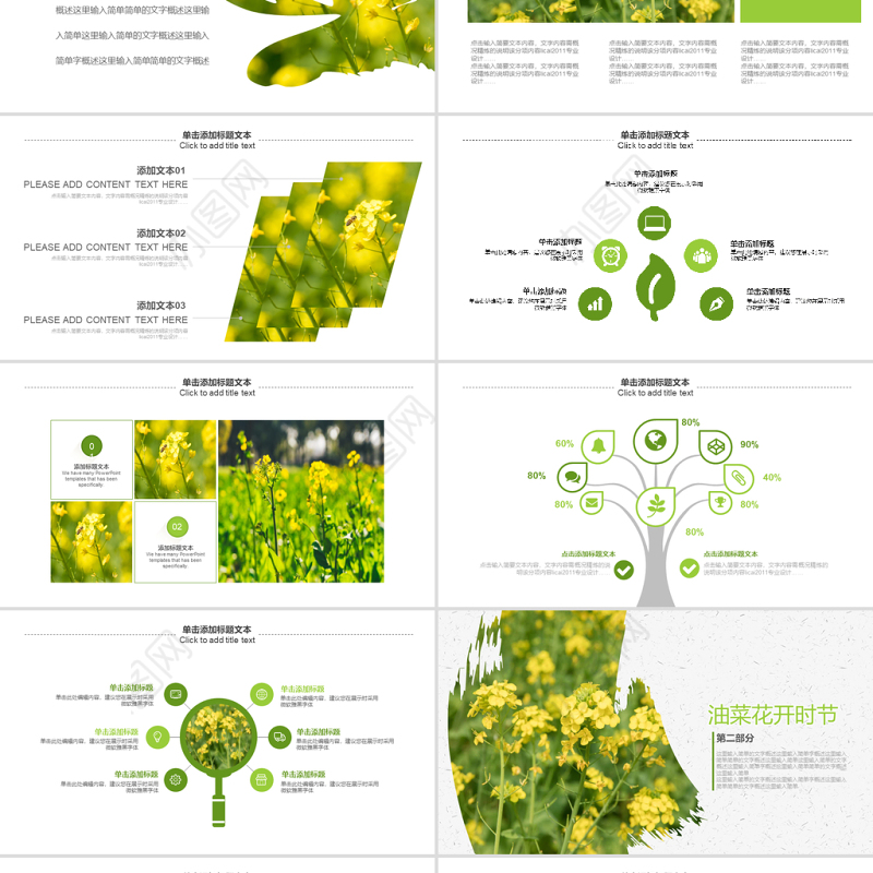 原创春天乡村旅游油菜花风景油菜花田PPT模板