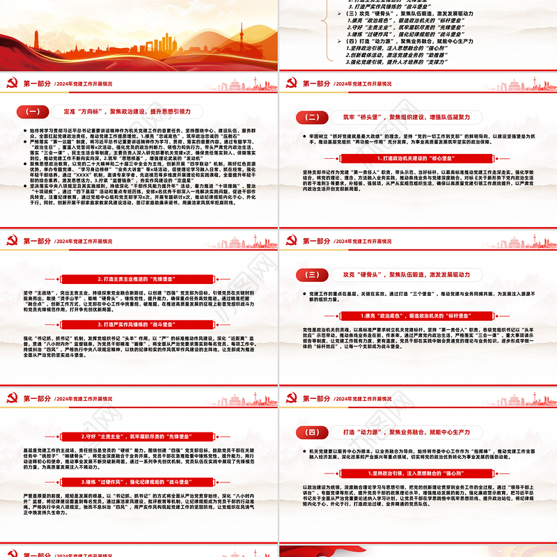 2025党建工作总结PPT党政风党建述职模板